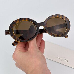 Gucci GG1722SA 002 BRAND NEW Sunglasses Spotted Havana Nicotine Brown Unisex Ova